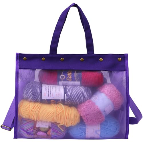 Mdoker Knitting Bag Large Yarn Storage OrganizerYarn Bags for CrochetingCrochet Storage Bags for Crochet HooksKnitting NeedlesKnit Bags Ideal Knitting Crochet GiftPurple