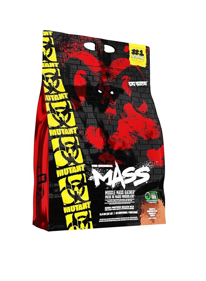 Mutant مسحوق بروتين MUTANT ماس وايت غاينر مع مزيج من بروتين مصل اللبن، المركز، والكازين، لاهتزازات التمارين عالية السعرات الحرارية، العصائر والمشروبات، 6.8 كجم (15 رطل) - شوكولاتة ثلاثية - Image 1