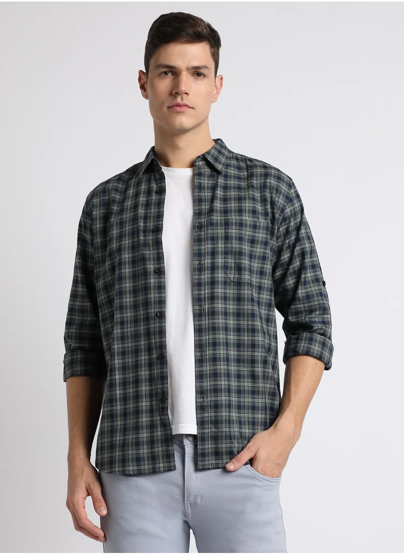 دينيس لينغو Navy Casual Shirt for Men - Regular Fit, Versatile