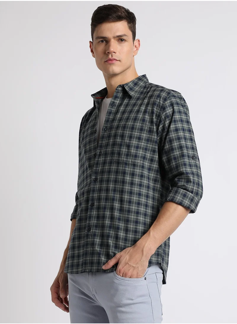 Dennis Lingo Navy Casual Shirt for Men - Regular Fit, Versatile