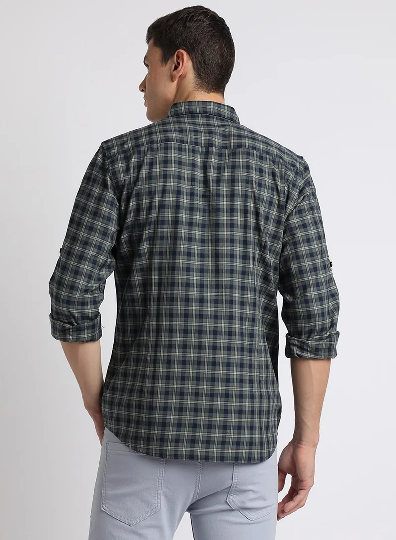 Dennis Lingo Navy Casual Shirt for Men - Regular Fit, Versatile