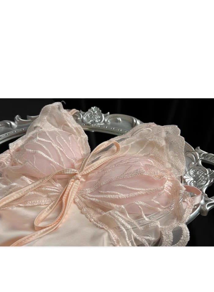 Lace Bow Ice Silk Suspender Underwear Pajamas - Image 3