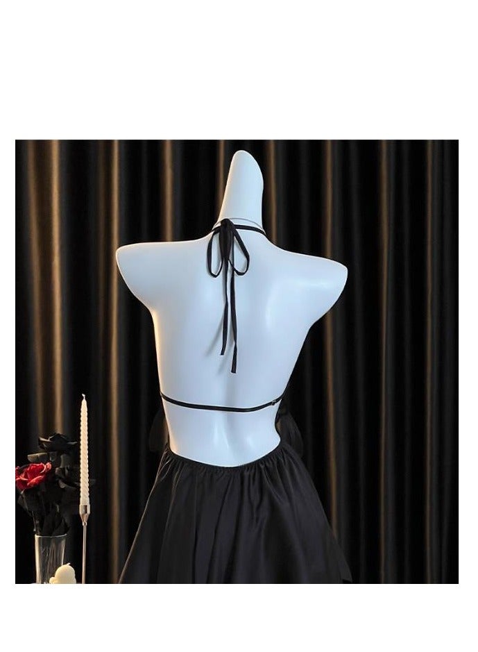 Lace Bow Ice Silk Suspender Underwear Pajamas - Image 2