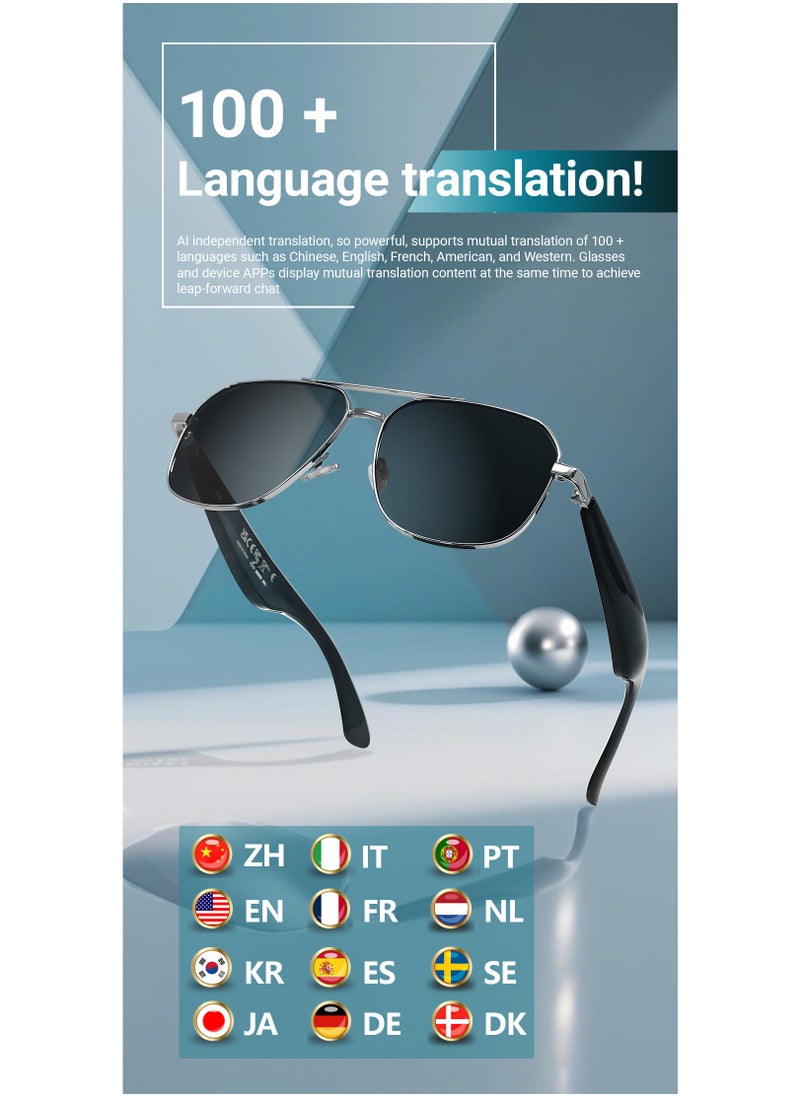 Generic Men Women Bluetooth Translate Sunglasses HD Call Audio Playback Sun Protection Cycling Sunglasses UV Protection Ultra-long Time Smart Glasses  - Image 4