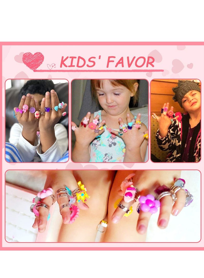 Little Girl Jewel Rings in Box, Adjustable, No Duplication, Girl Pretend Play and Dress Up Rings (24 Lovely Ring)  - Image 5