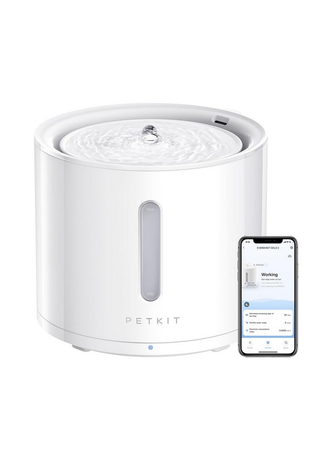 PetKit - Eversweet Solo 2 Cat Water Fountain With Wireless Pump, Ultra Quiet 70Oz/2L Pet Water Fountain For Cats And Dogs Inside, 3 Working Modes, Visualization Window, App Control - Image 1
