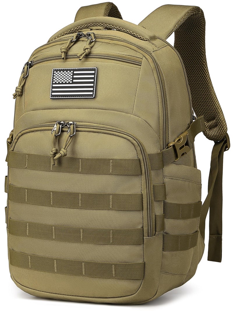 Wotony Military tactical backpack, nylon military MOLLE backpack, 3-day assault bag, used for outdoor hiking, camping and hunting (Khaki) - Image 1