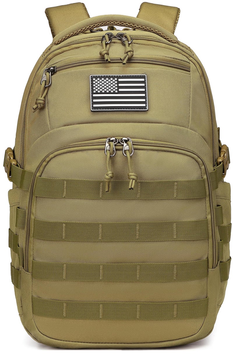 Wotony Military tactical backpack, nylon military MOLLE backpack, 3-day assault bag, used for outdoor hiking, camping and hunting (Khaki) - Image 2