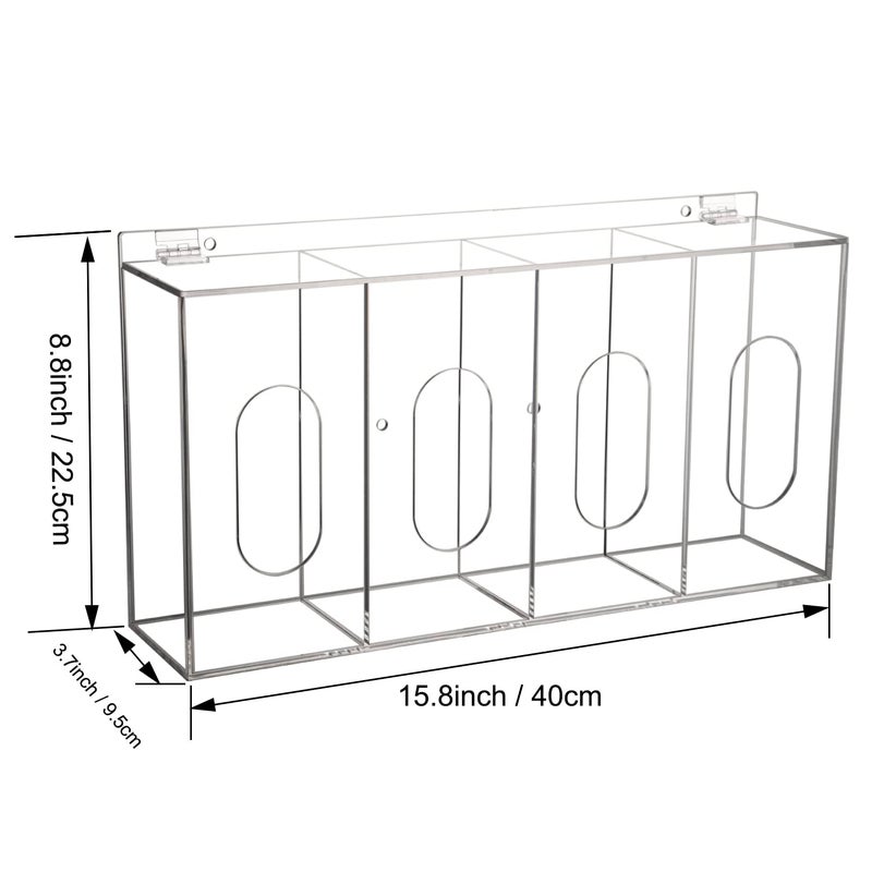 SEANADO Hairnet & Shoe Cover Dispenser Disposable Mask Acrylic Storage 4 Containers Plastic Glove Box Holder Clear Standing/Wall Mount Organizing Sanitation Tool - Laboratory, Kitchen & Restaurant - Image 4