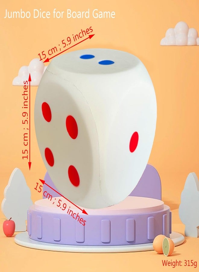funnysquee 5.9 Inches Jumbo Foam Dice, A Fun-Filled, Educational Giant Toy for Game Nights and Learning Sessions (Lucky White) - Image 2