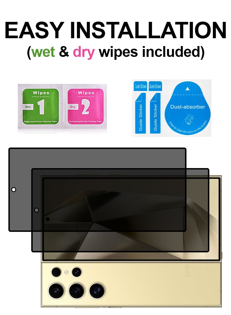 Theodor Pack of 2 Tempered Glass Screen Protector With 9H hardness For Samsung Galaxy S24 Ultra 6.8 Privacy - Image 3