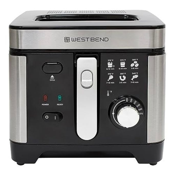 West Bend Deep Fryer with Adjustable Temperature Control Nonstick Basket Easy-View Window and Temperature Guide, Folding Handle and Locking Cover for Easy Storage, 3-Liter, Silver - Image 2