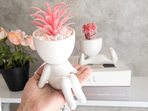 OLEEK Small Fake Plant Office Decor for Women - Pink Gifts for Women - Cute Office Decor - Pink Decor for Office Decorations - Succulents Fake Plants for Shelf Decor - Office Supplies - Image 4