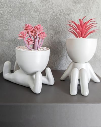 OLEEK Small Fake Plant Office Decor for Women - Pink Gifts for Women - Cute Office Decor - Pink Decor for Office Decorations - Succulents Fake Plants for Shelf Decor - Office Supplies - Image 1