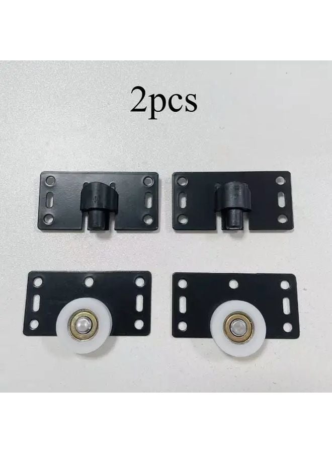 2 Pcs Black Industrial Sliding Door Wheels Durable Quiet Rollers For Wardrobe Closet - Image 1