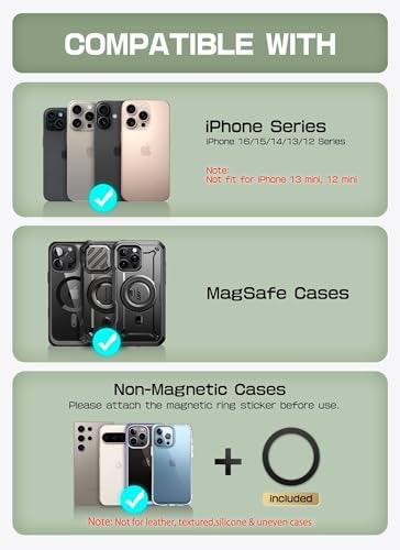 SUPCASE for MagSafe Wallet with Stand, Magnetic Wallet for Men Women, [Hold 6 Cards] [RFID Blocking] [Strong Magnetic Lock] Phone Stand Card Holder for iPhone 17/16/15/14/13/12 Series, Carbon Black - Image 2