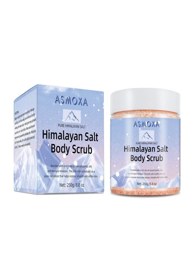 ASMOXA Himalayan Sea Salt Body Scrub with Lychee Oil,Sweet almond oil, Grape seed oil,Jojoba Oil, VE, Aloe vera.Exfoliate & Moisturize Skin, Deep Cleansing, Improve roughness Make the skin smoother  - Image 1