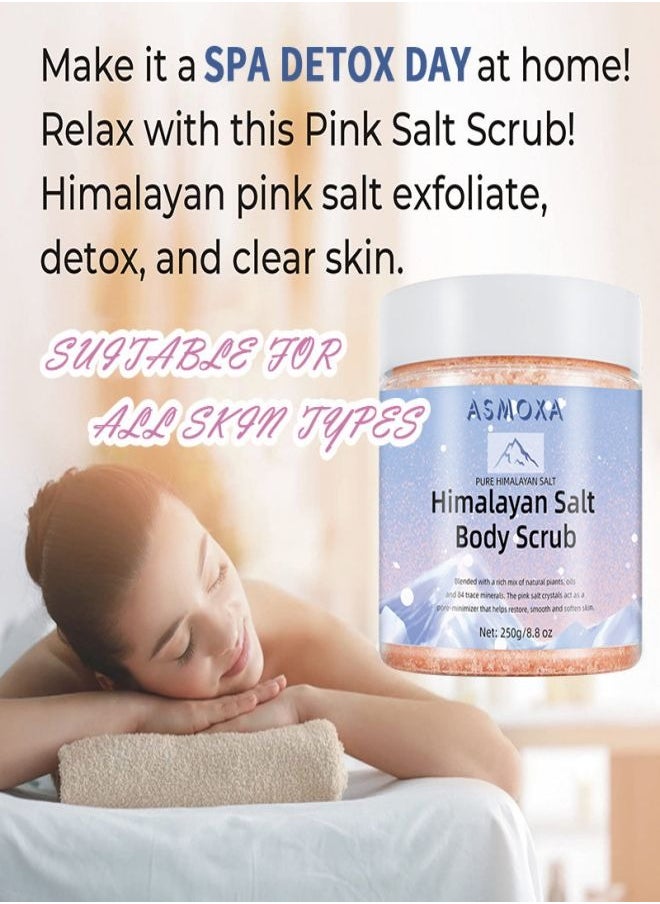 ASMOXA Himalayan Sea Salt Body Scrub with Lychee Oil,Sweet almond oil, Grape seed oil,Jojoba Oil, VE, Aloe vera.Exfoliate & Moisturize Skin, Deep Cleansing, Improve roughness Make the skin smoother  - Image 3