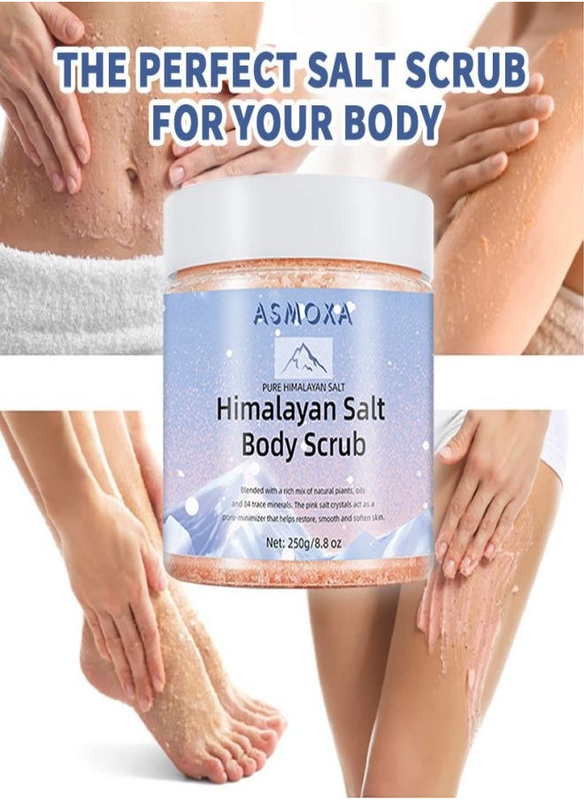 ASMOXA Himalayan Sea Salt Body Scrub with Lychee Oil,Sweet almond oil, Grape seed oil,Jojoba Oil, VE, Aloe vera.Exfoliate & Moisturize Skin, Deep Cleansing, Improve roughness Make the skin smoother  - Image 2