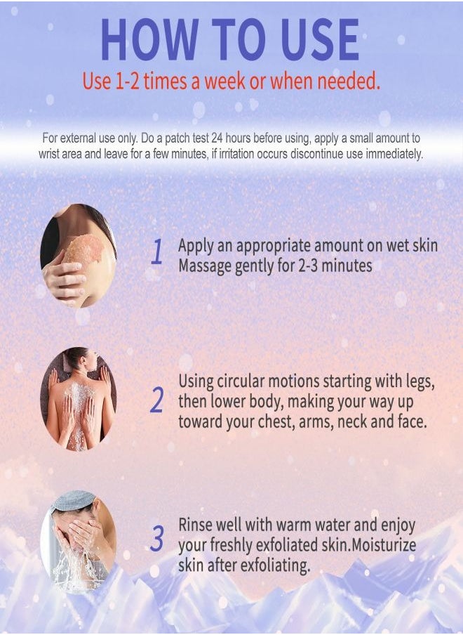 ASMOXA Himalayan Sea Salt Body Scrub with Lychee Oil,Sweet almond oil, Grape seed oil,Jojoba Oil, VE, Aloe vera.Exfoliate & Moisturize Skin, Deep Cleansing, Improve roughness Make the skin smoother  - Image 5