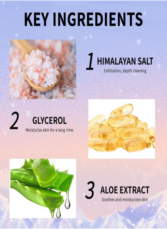 ASMOXA Himalayan Sea Salt Body Scrub with Lychee Oil,Sweet almond oil, Grape seed oil,Jojoba Oil, VE, Aloe vera.Exfoliate & Moisturize Skin, Deep Cleansing, Improve roughness Make the skin smoother  - Image 4