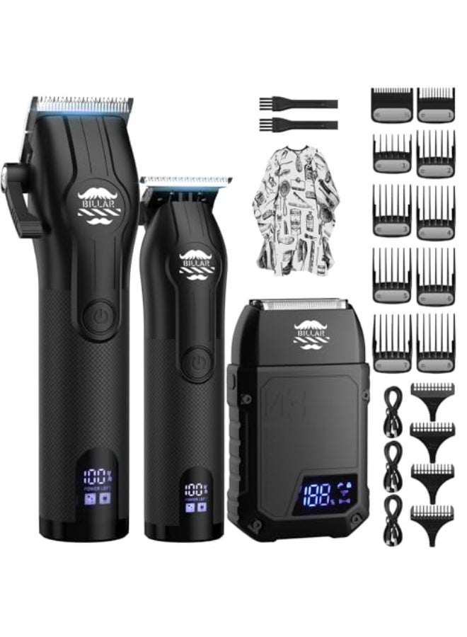 BILLAR Professional Barber Clippers and Trimmer Set Foil Shaver Professional Hair Clippers for Men Mens Cordless Hair Clipper for Barbers Haircut KitBlack - Image 1