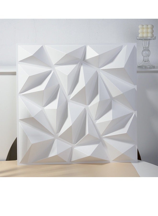 12 Pieces 3D Wall Panels, 3D Texture PVC Wallpaper, Diamond Design Decorative Wall Cover, Each 30x30cm White - Image 3