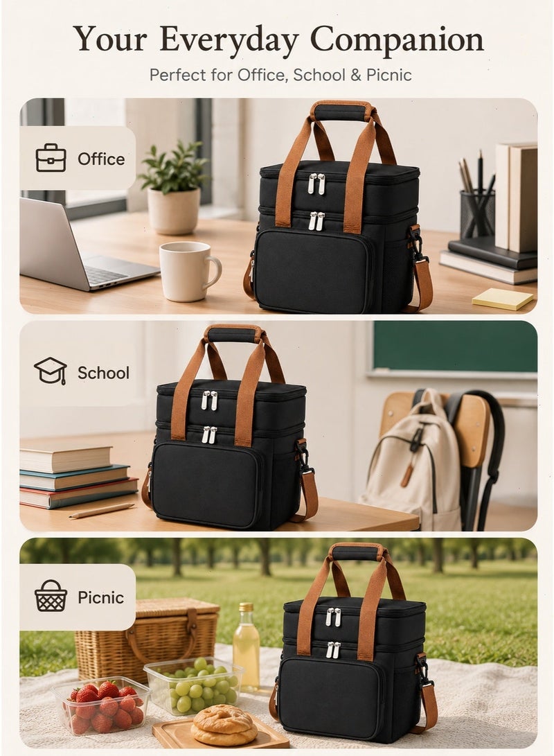 Lunch Bag, Expandable Waterproof Oxford Fabric Insulated Lightweight Bento Bag, Fresh-Keeping Cool Tote for Office Work, School & Picnic Daily Meals - Image 5