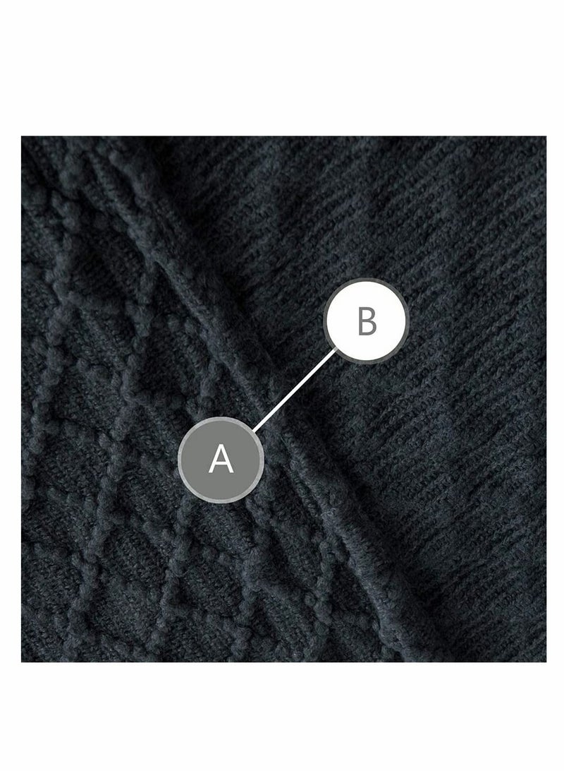 Blanket, Acrylic Knitted Throw Lightweight and Soft Cozy Decorative Woven Blanket with Tassels for Travel, Couch, Bed, Sofa, Available All Year Round (51 x 67 Inch, Dark Grey)  - Image 3