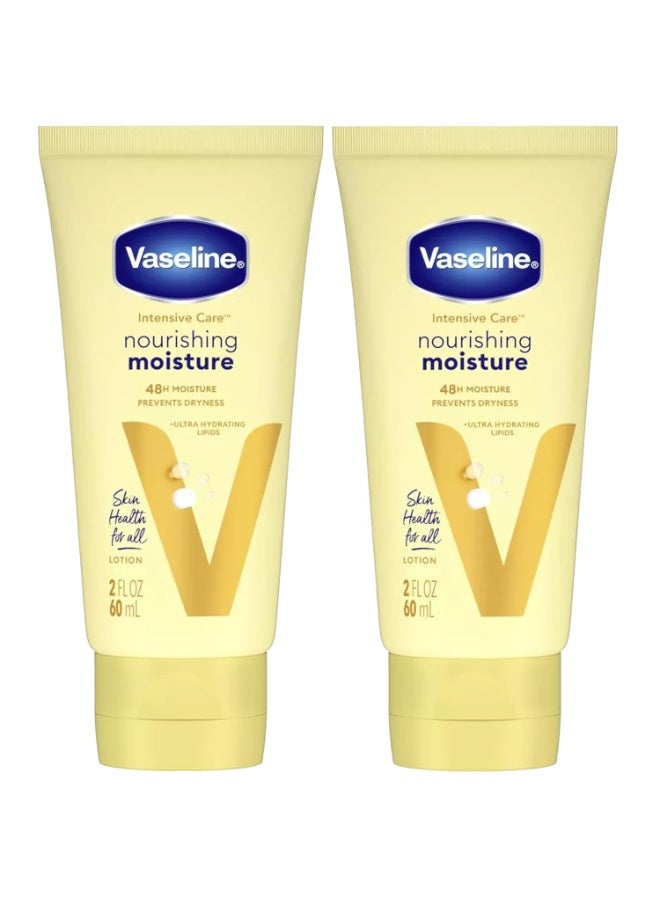 Vaseline Lotion, Intensive Care Nourishing Moisture 2-Pack â€“ Moisturizer with Oat Extract + Ultra-Hydrating Lipids for Healing Extremely Dry Skin, 2 Oz Ea - Image 1