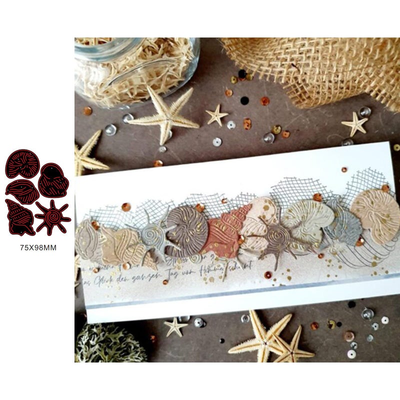 Lapoo Cutting Die for Scrapbooking, 3D Backgrounds Frame New Cutting Dies DIY Album Card Making Decor Paper Craft Metal Die Cuts Party Decorations (Whelk Sea 3.9 x 3 in) - Image 3