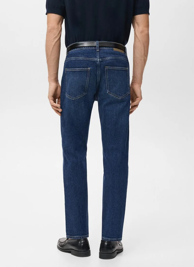 Mango Man Ben cropped tapered-fit jeans