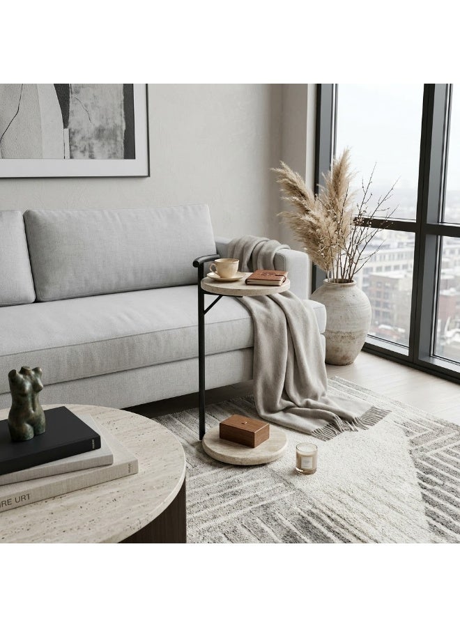 Modern Multi-Tier Side Service Table with Premium Marble Base - Image 1