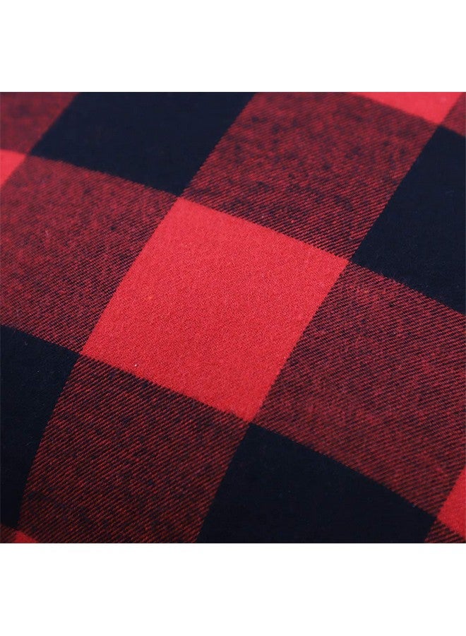 4TH Emotion Set of 2 Christmas Buffalo Check Plaid Throw Pillow Covers Cushion Case Polyester for Farmhouse Home Decor Red and Black, 20 x 20 Inches - Image 2