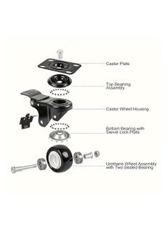 Generic 4PCS 2 inch Caster Wheels, 2 with Brakes and 2 Without, Heavy Duty Casters,360 Degree No Noise Polyurethane Wheels for Cart, Furniture, Workbench  - Image 3