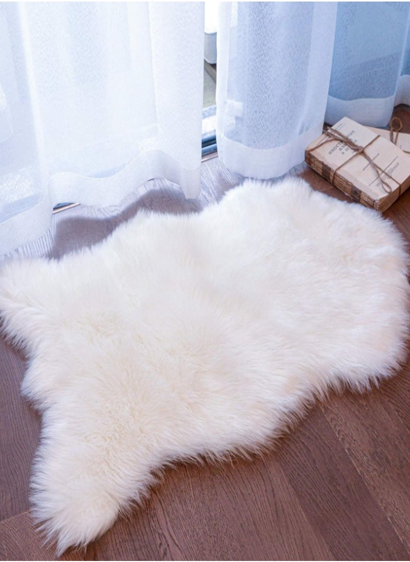 DRAMA HOME Soft Furry Rug White 90x60cm  - Image 1
