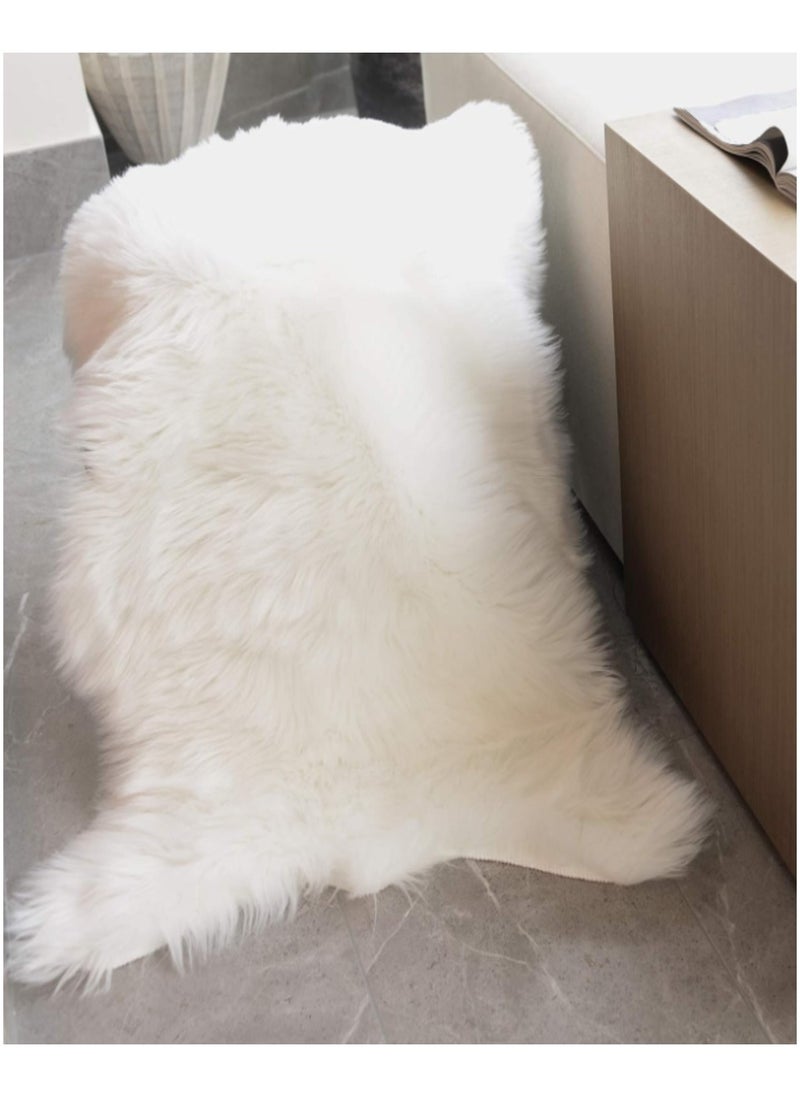 DRAMA HOME Soft Furry Rug White 90x60cm  - Image 4