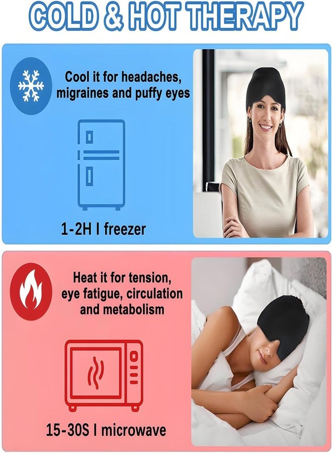 UDHVREKH Migraine Relief Cap Reusable Headache Relief Cap Mask Products Hot and Cold Ice Pack Therapy for Migraines, Headaches, Sinuses, Tension Relief Cap For Men & Women - Image 4