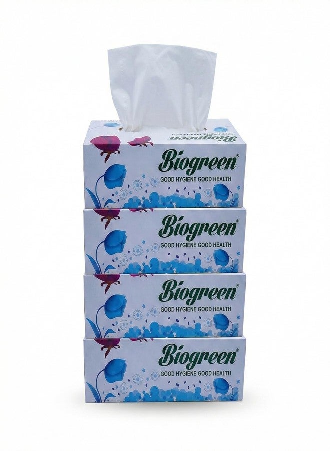 Biogreen Soft Facial/Face Tissues, 2ply, 100 Pulls, Pack of 4 - Image 1
