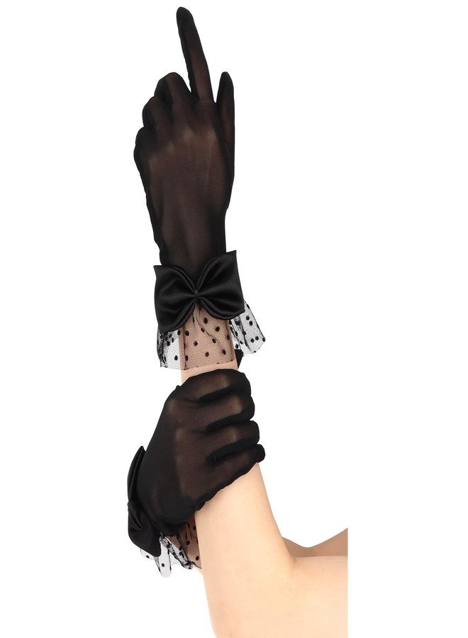 xinxingin 2 PCS Net Gloves for Women, Black Lace Gloves with Bow, Elegant Tea Gloves for Wedding, Evening Events - Image 4