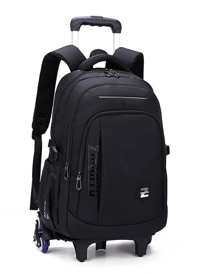 CityRiya-Long Wheeled Rolling Backpack Black Bookbag for Boys and Girls School Student Books Laptop Travel Trolley Bag  - Image 1