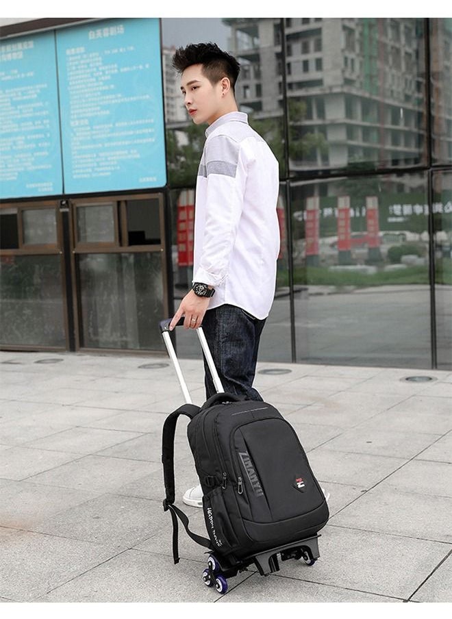 CityRiya-Long Wheeled Rolling Backpack Black Bookbag for Boys and Girls School Student Books Laptop Travel Trolley Bag  - Image 2