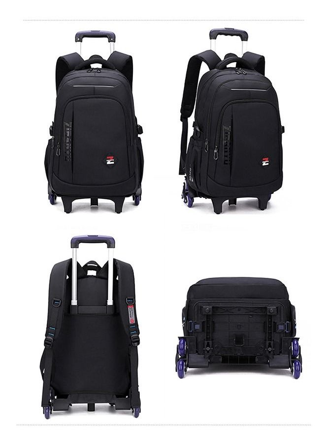 CityRiya-Long Wheeled Rolling Backpack Black Bookbag for Boys and Girls School Student Books Laptop Travel Trolley Bag  - Image 4