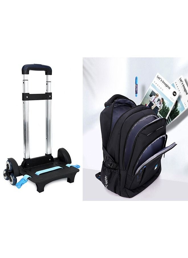 CityRiya-Long Wheeled Rolling Backpack Black Bookbag for Boys and Girls School Student Books Laptop Travel Trolley Bag  - Image 5