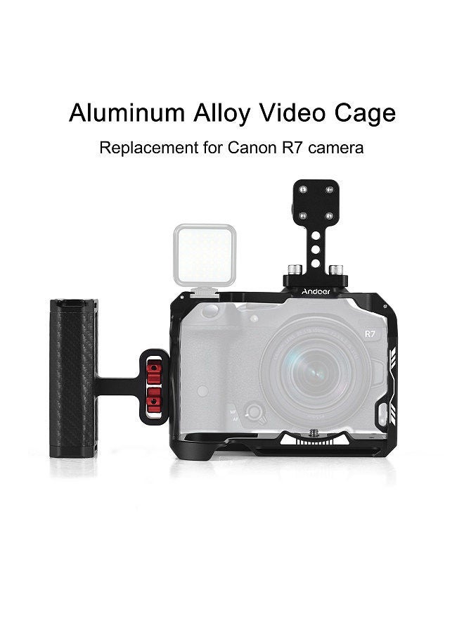 ANDOER Andoer Camera Cage + Top Handle + Side Grip Kit Aluminum Alloy Video Cage with Cold Shoe Mount Numerous 1/4 Inch Threads Replacement for Canon R7 Camera  - Image 3