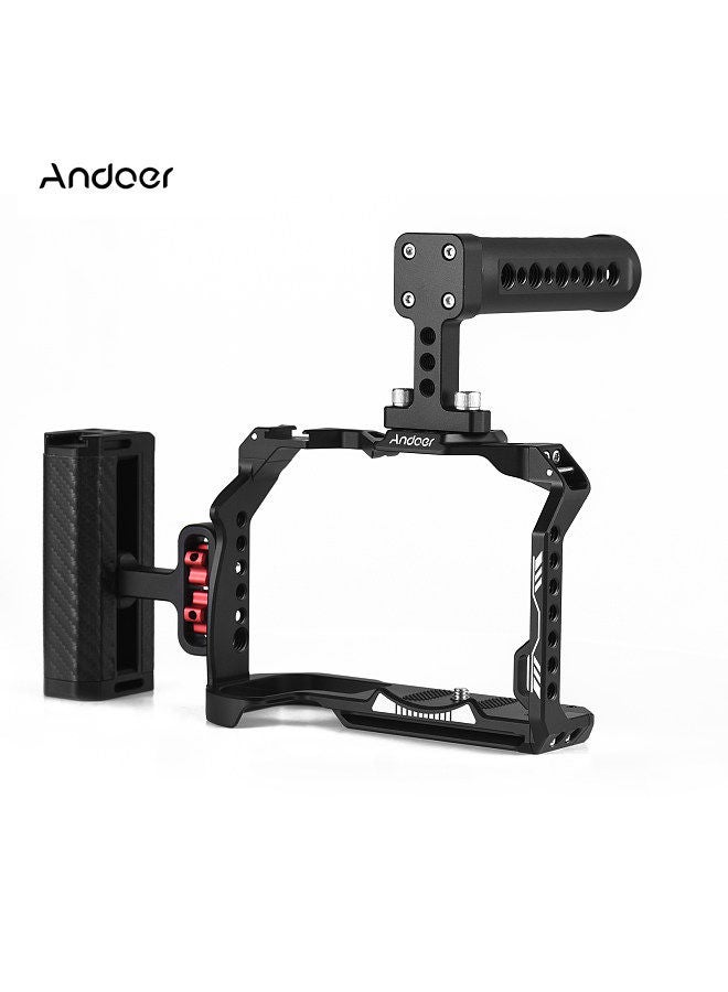 ANDOER Andoer Camera Cage + Top Handle + Side Grip Kit Aluminum Alloy Video Cage with Cold Shoe Mount Numerous 1/4 Inch Threads Replacement for Canon R7 Camera  - Image 5