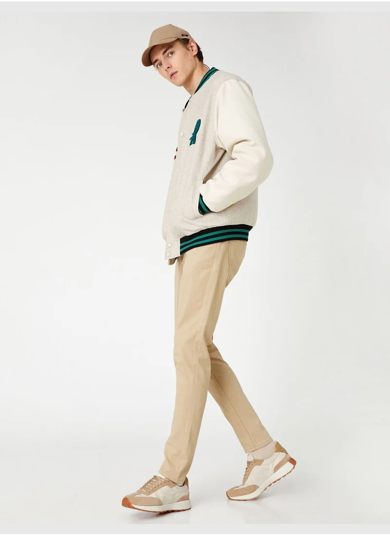 كوتون Basic Gabardine Trousers Buttoned Pocket Detailed