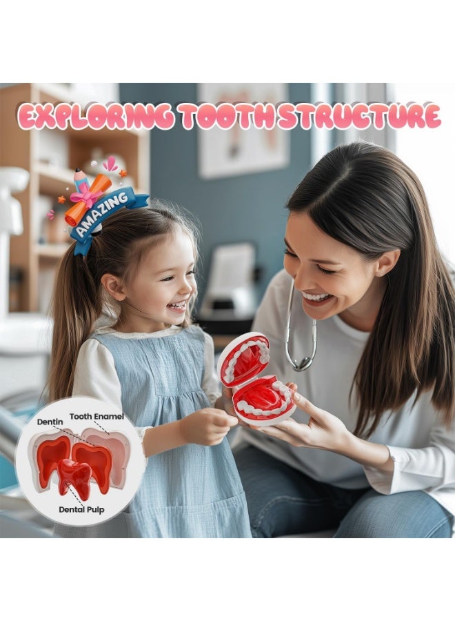 YelaJoy Doctor Kit for Kids, Doctor Play Set for Kids with Teeth Model, Dental Accessories, Toddler Pretend Play Set Doctor Playsets Birthday Gift Toys for Boys Girls 3+ Years Old (Pink) - Image 4