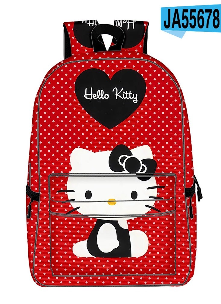 Hello Kitty - 【 School Season 】Hello Kitty Kids Cute Backpack Student Large Capacity Schoolbag 14 Inch Laptop Bag Travel Bag Leisure Bag General College Bag - Image 1