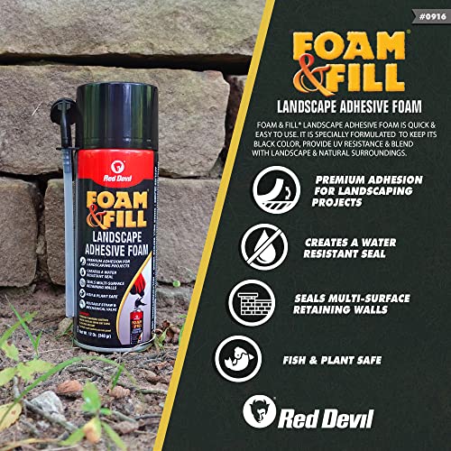 Red Devil 0916 Spray Foam & Fill Landscape Adhesive Foam, Gap Filler, 12 oz, Black, 1 Pack - Image 2